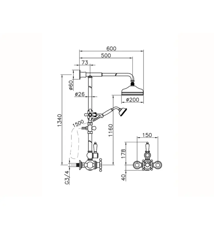 Huber Victoria Termostatická Sprchová Sada 20cm Chrom 590.VN21H.CR
