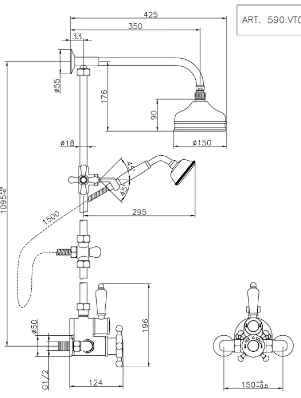 Huber Victorian Termostatická Sprchová Sada 15cm Chrom 5698