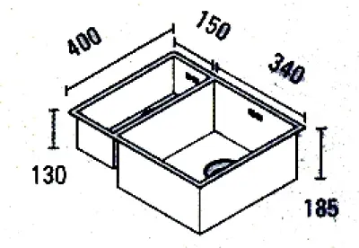 ABK Baronga jeden a půl 1,5 nerezový dřez 15x40+34x40 cm Podstavba BAR1534F