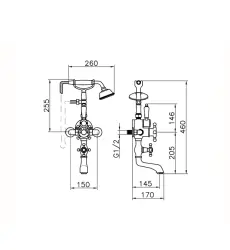Huber Victoriaanse Thermostatische Badkraan met Douchegarnituur Chroom 198.VT01H.CR