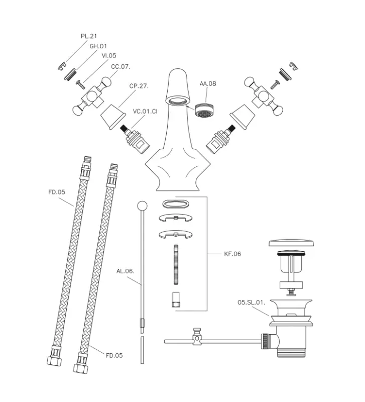 Huber Victorian klasický umyvadlový kohoutek chrom VT00051021