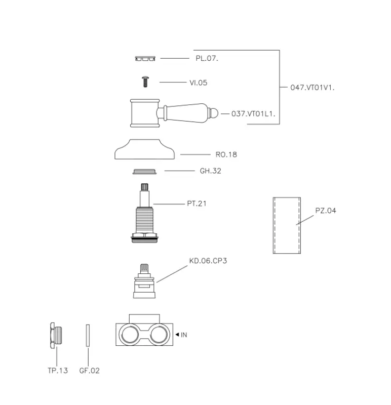 Huber Victorian 3cestný přepínač Chrom VT00027021