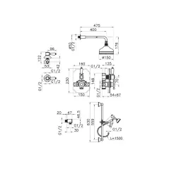 Huber Victorian Termostatická Vestavná Sprchová Sada Chrom 912.VT01H.CR