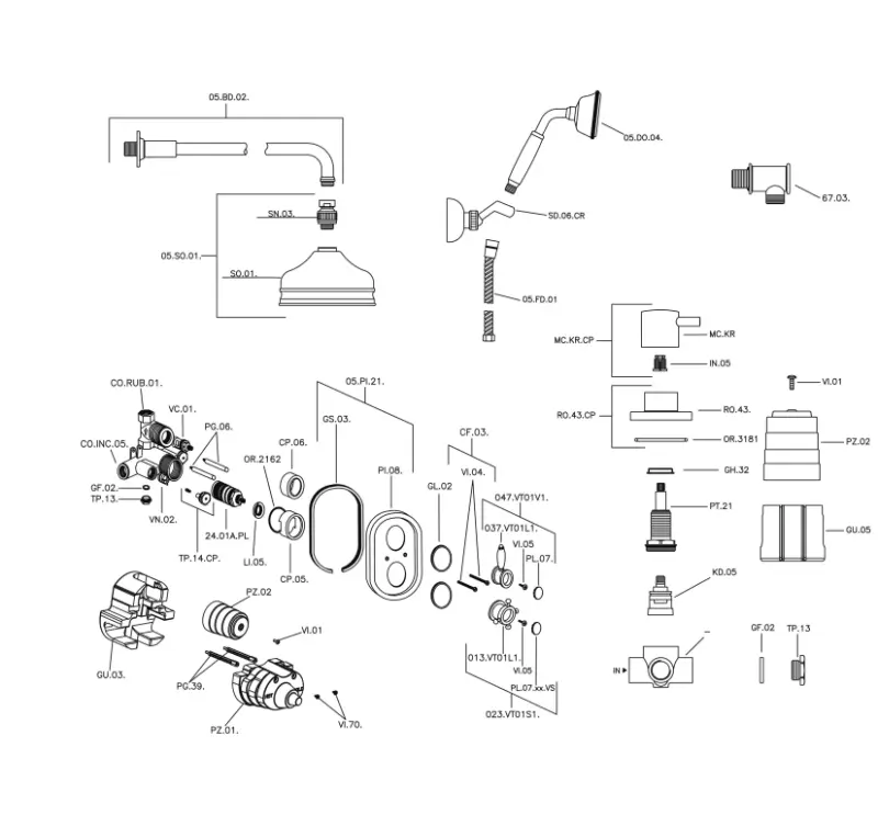 Huber Victorian Termostatická Vestavěná Sprchová Sada Chrom 913.VT01H.CR