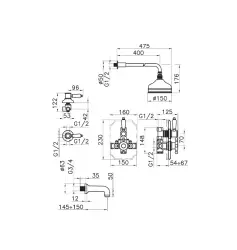 Huber Victorian Termostatická Vestavná Sprchová Sada Chrom 916.VT01H.CR