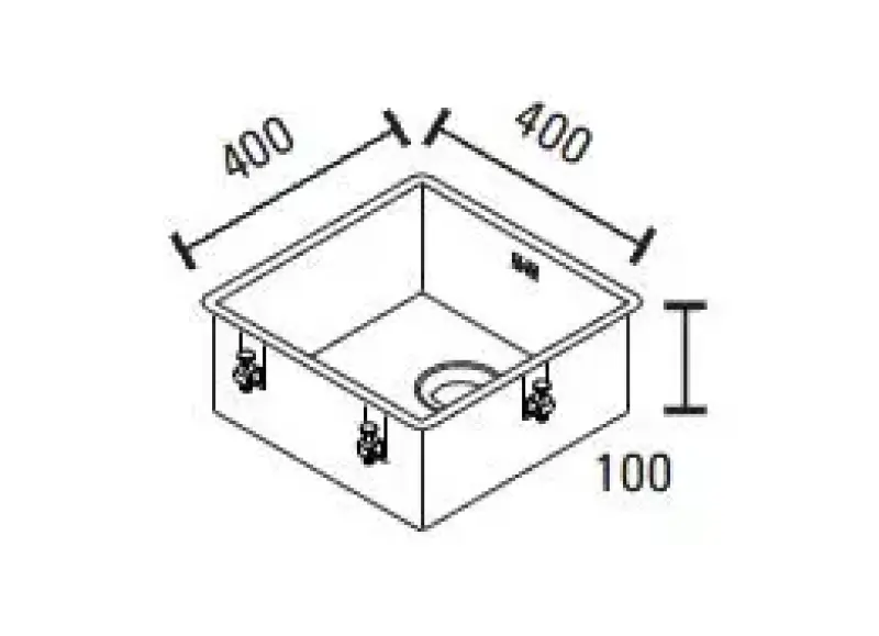 ABK Baronga mělký dřez pro hendikepované osoby 10 cm nerezový dřez 40x40 cm pro vestavbu, podstavbu a nadstavbu BAR4010FVI