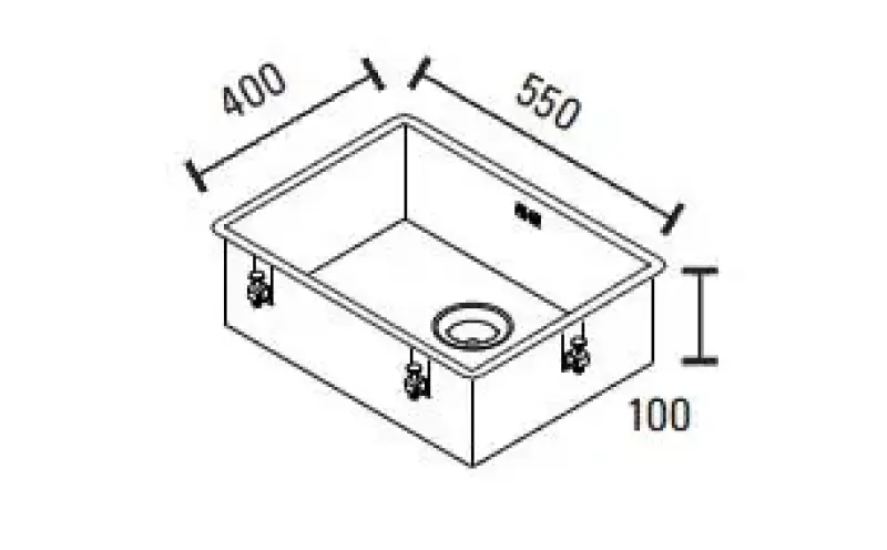 ABK Baronga velká extra mělká nerezová umyvadlo pro osoby se zdravotním postižením, 10 cm hluboká, 55x40 cm, pro vestavbu, podstavbu a nástavbu BAR5510FVI