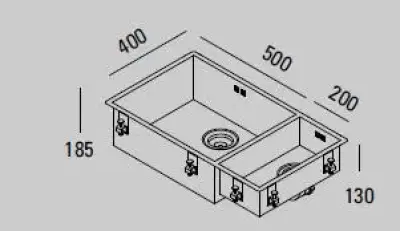 ABK Baronga velká jeden a půl 1,5 nerezová dřez 50x40+20x40 cm Vestavba pod desku a na desku BAR5020FVI