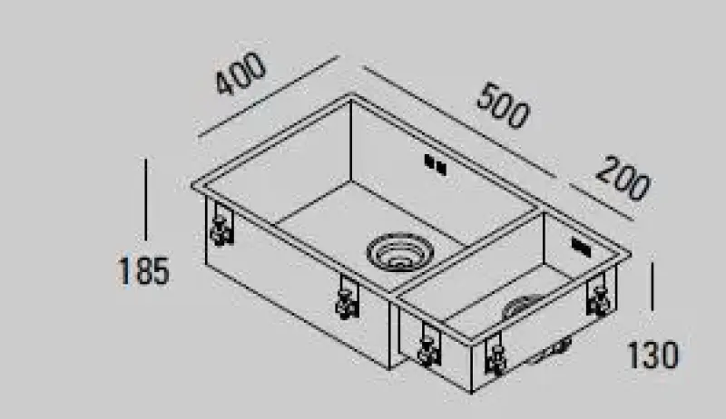 ABK Baronga velká jeden a půl 1,5 nerezová dřez 50x40+20x40 cm Vestavba pod desku a na desku BAR5020FVI
